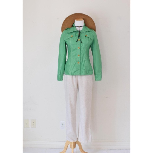 Vintage 70s Green Fitted Button Shirt By CHARM of Hollywood - Picture 10 of 11